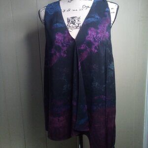 Rachel Rachel Roy Blouse L Sleeveless Soft Flowing Black Purple